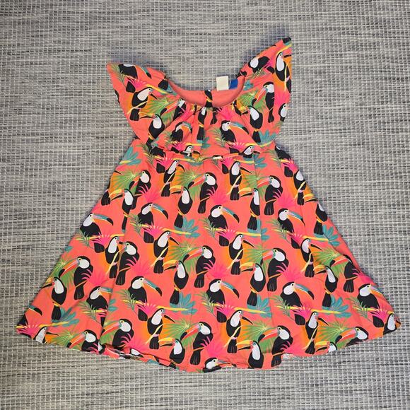 Farm Rio Anthropologie Dress Girls 3T Toucan Birds Tropical Ruffled Travel Beach - Picture 4 of 10